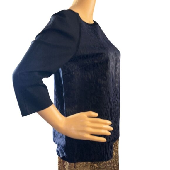 Elie Tahari Leopard Jacquard Seamed Top Small Money Goth Sophisticated - Picture 2 of 11